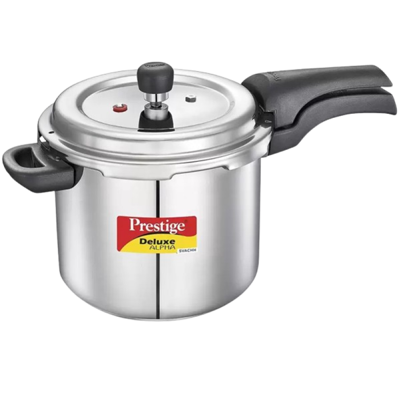 Prestige Svachh Deluxe Alpha Pressure Cooker | 5.5 L | Stainless Steel Induction Bottom | Aluminium
