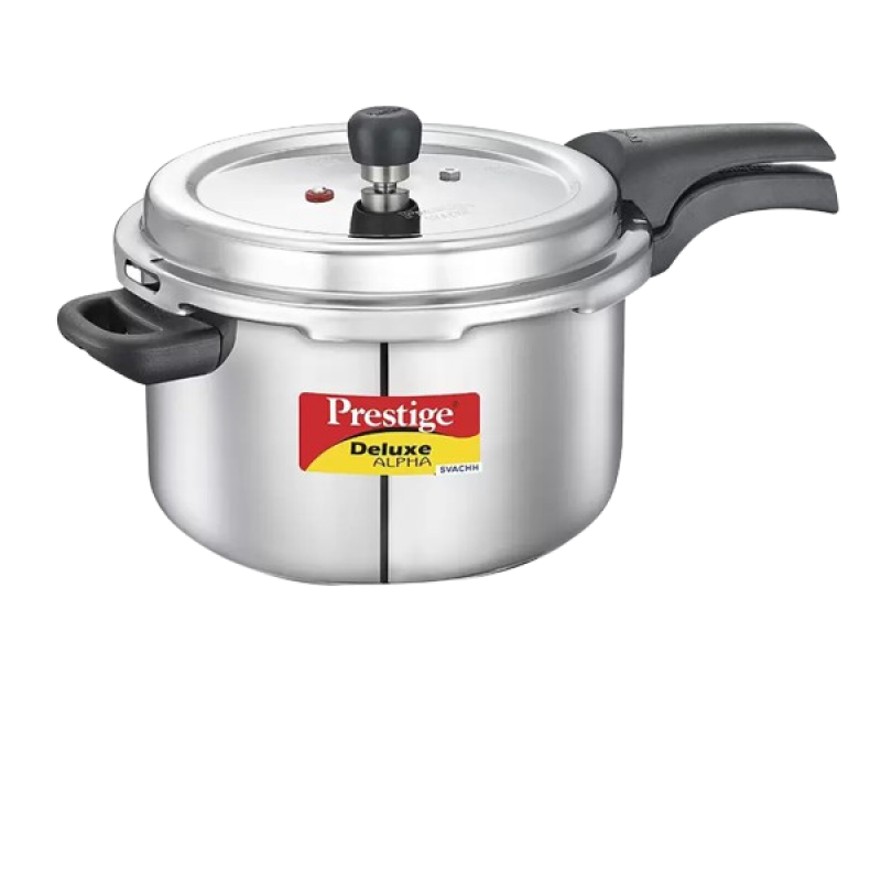 Prestige Deluxe Alpha Svachh Pressure Cooker | 6.5 L | Outer Lid Induction Bottom | Stainless Steel | 20252