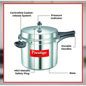 Prestige popular aluminium Outer Lid Pressure Cooker | 10 L | Silver | 10030