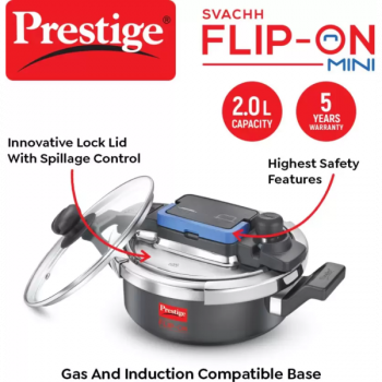 Prestige Flip-on Mini 2 L Induction Bottom Pressure Cooker | Hard Anodized Prestige Flip-on Mini 2 L Induction Bottom Pressure Cooker | Hard Anodized
