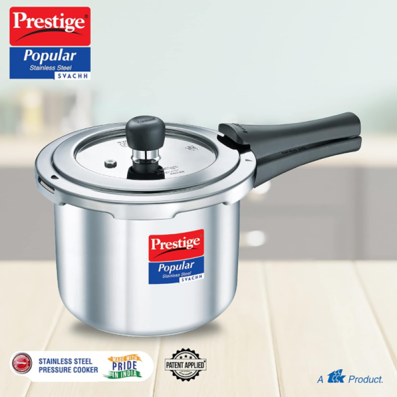 Prestige Popular Svachh Pressure Cooker | 3 L | Outer Lid | Spillage Control Stainless Steel | Silver | 20172 Prestige Popular Svachh Pressure Cooker | 3 L | Outer Lid | Spillage Control Stainless Steel | Silver | 20172