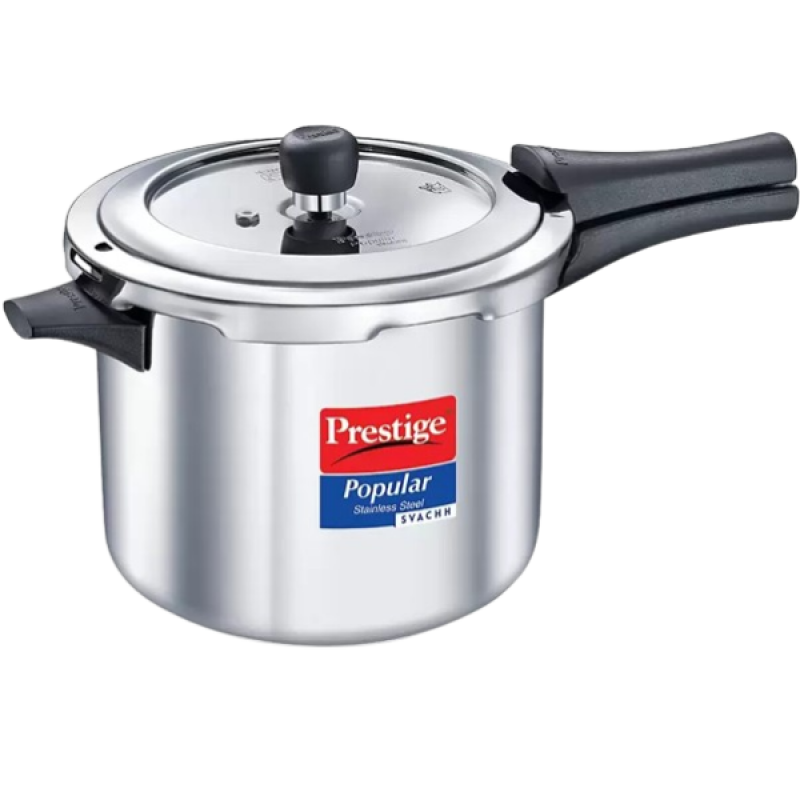 Prestige Popular Svachh Induction Bottom Pressure Cooker | 5L | Stainless Steel Prestige Popular Svachh Induction Bottom Pressure Cooker | 5L | Stainless Steel