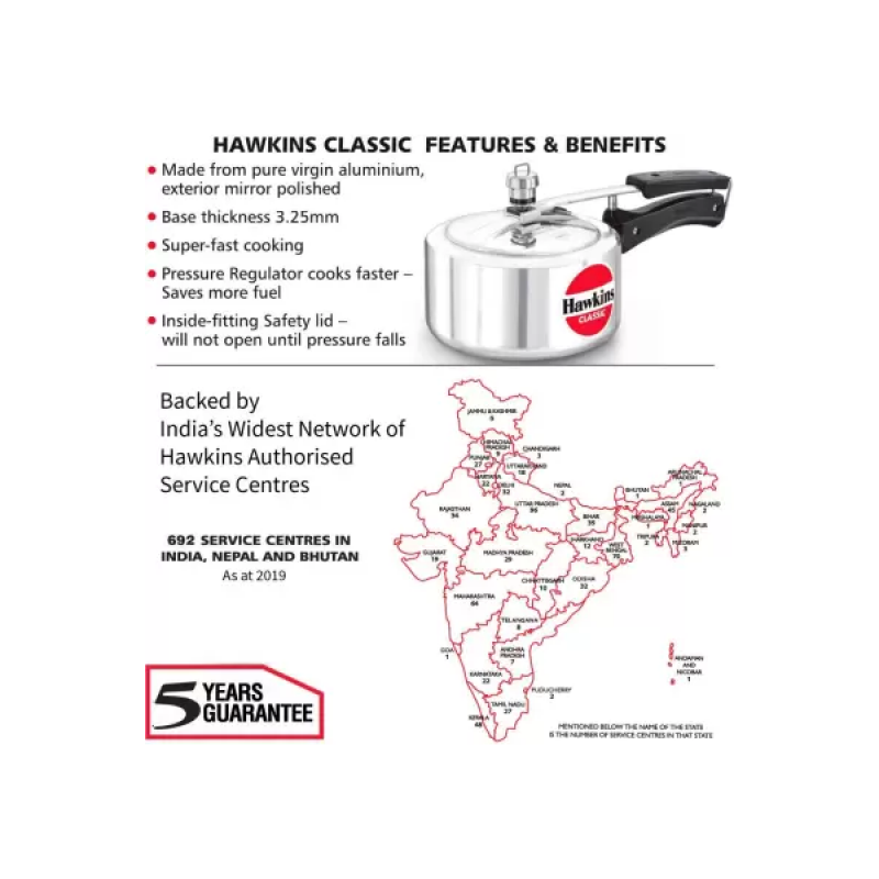 Hawkins Classic CL20 Pressure Cooker | 2 L Hawkins Classic CL20 Pressure Cooker | 2 L