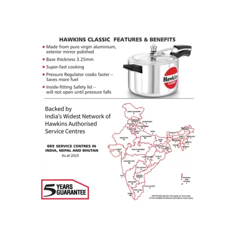 Hawkins CL50 Classic Pressure Cooker | 5 L Hawkins CL50 Classic Pressure Cooker | 5 L