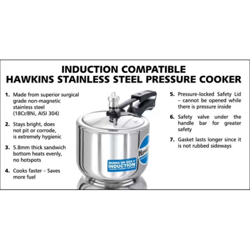 Hawkins Tall Pressure Cooker | Stainless Steel | 3L | HSS3T Hawkins Tall Pressure Cooker | Stainless Steel | 3L | HSS3T