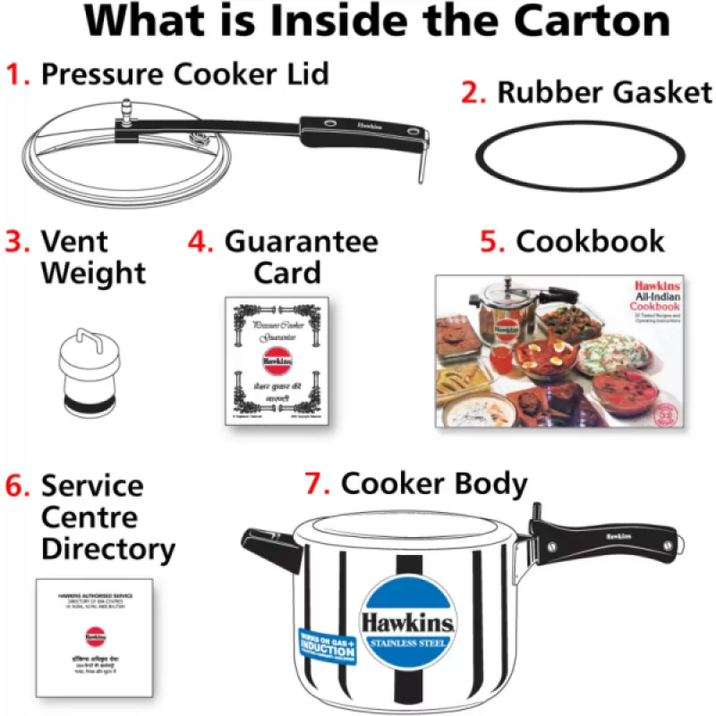Hawkins Inner Lid Induction Bottom Pressure Cooker | Stainless Steel | 5 L | HSS50 Hawkins Inner Lid Induction Bottom Pressure Cooker | Stainless Steel | 5 L | HSS50