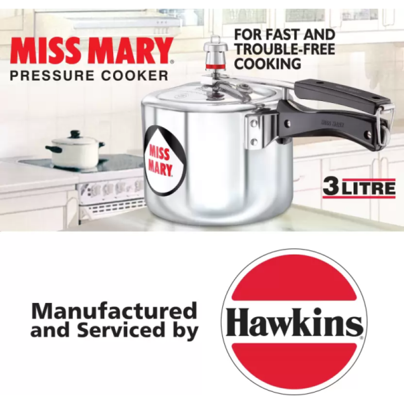 Hawkins Miss Mary (MM30) 3 L Pressure Cooker | Aluminium Hawkins Miss Mary (MM30) 3 L Pressure Cooker | Aluminium