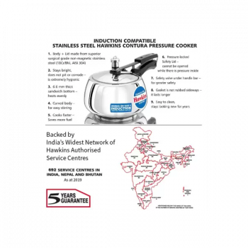 Hawkins Contura Induction Bottom Pressure Cooker | 3 L | Stainless Steel | SSC30 Hawkins Contura Induction Bottom Pressure Cooker | 3 L | Stainless Steel | SSC30