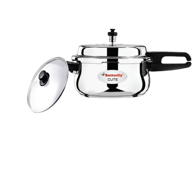 Butterfly Present Cute Outer Lid Stainless Steel Pressure Cooker | With Glass Lid | 2 L | Silver Butterfly Present Cute Outer Lid Stainless Steel Pressure Cooker | With Glass Lid | 2 L | Silver