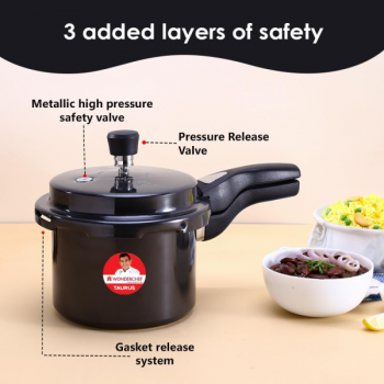 Wonderchef Taurus Hard Anodized Outer Lid Pressure cooker | 3L | Black