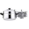 LLM Curve Idly Cooker | 4 Plates Set | Induction And Standard Idli Maker | Stainless Steel