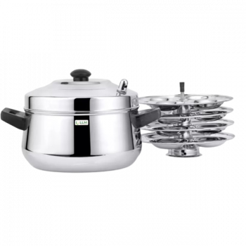 LLM Curve Idly Cooker | 4 Plates Set | Induction And Standard Idli Maker | Stainless Steel