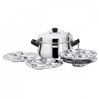 LLM Curve Idly Cooker | 4 Plates Set | Induction And Standard Idli Maker | Stainless Steel