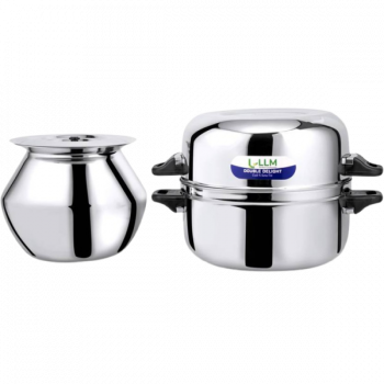 LLM Stainless Steel Double Delight Cook and Serve Pot Thermal Rice Cooker | 1 Kg | Stainless Steel