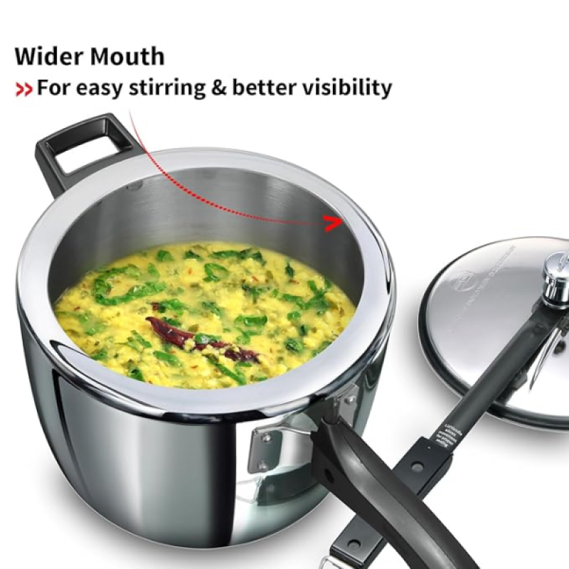 Hawkins Triply Stainless Steel Pressure Cooker | 4.5 L | Inner Lid Induction Bottom | HSST4 Hawkins Triply Stainless Steel Pressure Cooker | 4.5 L | Inner Lid Induction Bottom | HSST4