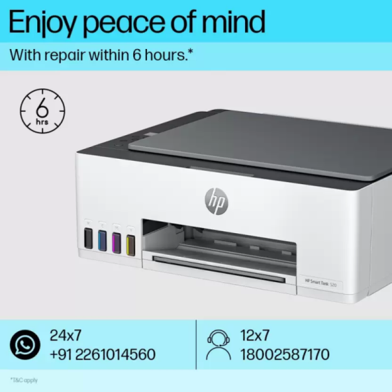 HP Smart Tank All In One Multi-function Color Inkjet Printer | 520 | Grey White HP Smart Tank All In One Multi-function Color Inkjet Printer | 520 | Grey White