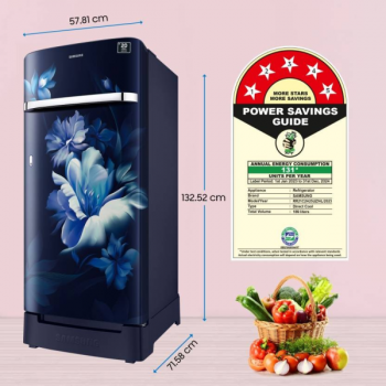 SAMSUNG Direct Cool Single Door Refrigerator | 189 L | 5 Star | Midnight Blossom Blue | RR21C2H25UZ/HL SAMSUNG Direct Cool Single Door Refrigerator | 189 L | 5 Star | Midnight Blossom Blue | RR21C2H25UZ/HL