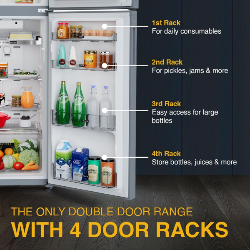 Whirlpool Frost Free Double Door Refrigerator | 3 Star | 235 L | Titan Steel | IF INV ELT DF278 Whirlpool Frost Free Double Door Refrigerator | 3 Star | 235 L | Titan Steel | IF INV ELT DF278