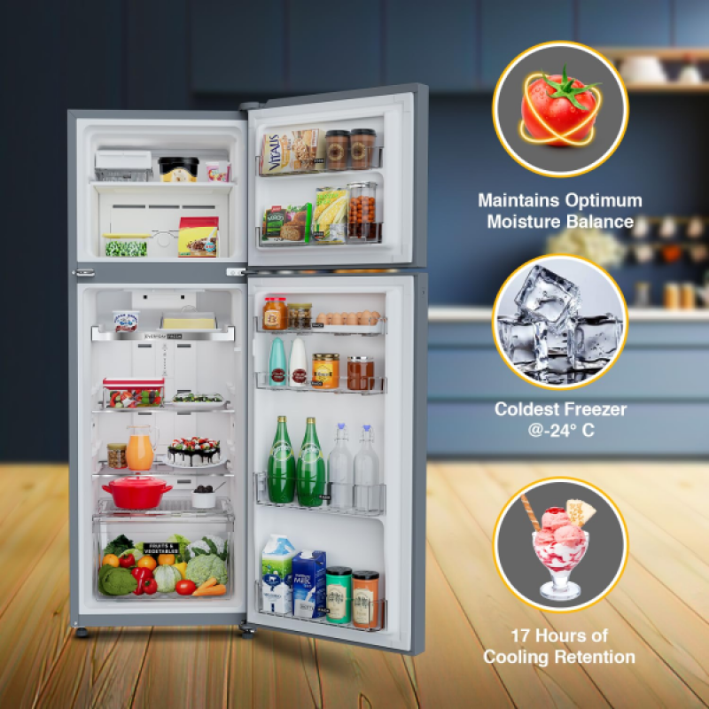 Whirlpool Frost Free Double Door Refrigerator | 3 Star | 235 L | Titan Steel | IF INV ELT DF278 Whirlpool Frost Free Double Door Refrigerator | 3 Star | 235 L | Titan Steel | IF INV ELT DF278