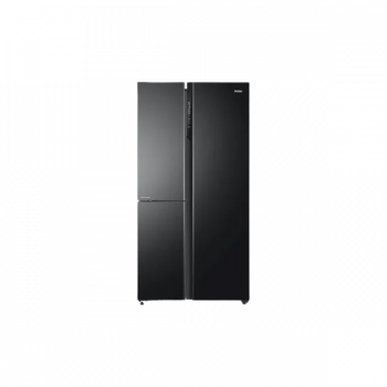 Haier Frost Free Side by Side Refrigerator | 598 L | 3 Star | Black Glass | HRT-683KGU1