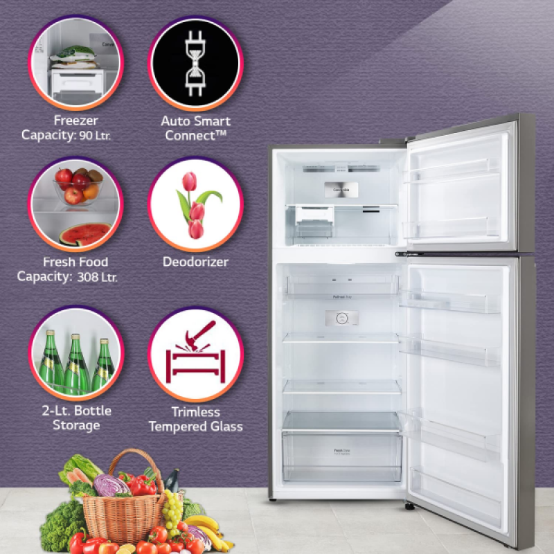 LG Frost Free Double Door Refrigerator | 398 L | 2 Star | Shiny Steel | GL-S422SPZY FPZZEBN LG Frost Free Double Door Refrigerator | 398 L | 2 Star | Shiny Steel | GL-S422SPZY FPZZEBN