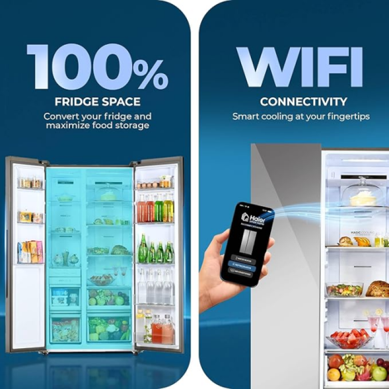 Haier Side by Side Refrigerator | 596 L | Wi-Fi enabled | 3 Star | HRS-682PMGU1 Haier Side by Side Refrigerator | 596 L | Wi-Fi enabled | 3 Star | HRS-682PMGU1