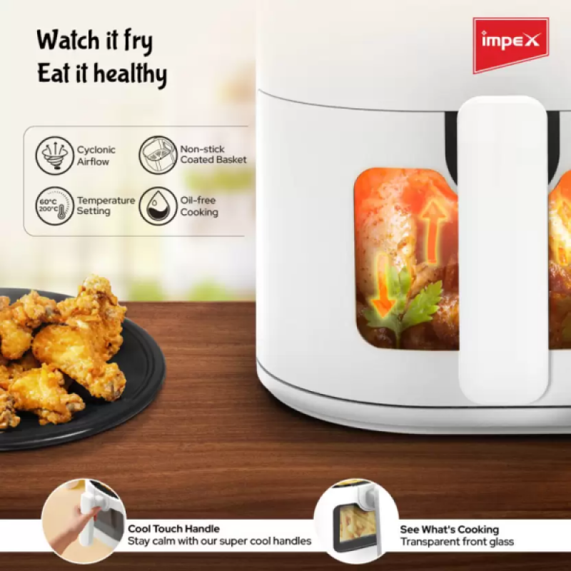 IMPEX Air fryer DS45 Smart fry with Transparent window Air Fryer | Multi-colour IMPEX Air fryer DS45 Smart fry with Transparent window Air Fryer | Multi-colour