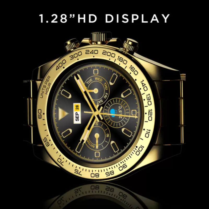 Fire-Boltt Blizzard 1.28 Luxury BT Calling Smartwatch | Gold Strap Fire-Boltt Blizzard 1.28 Luxury BT Calling Smartwatch | Gold Strap
