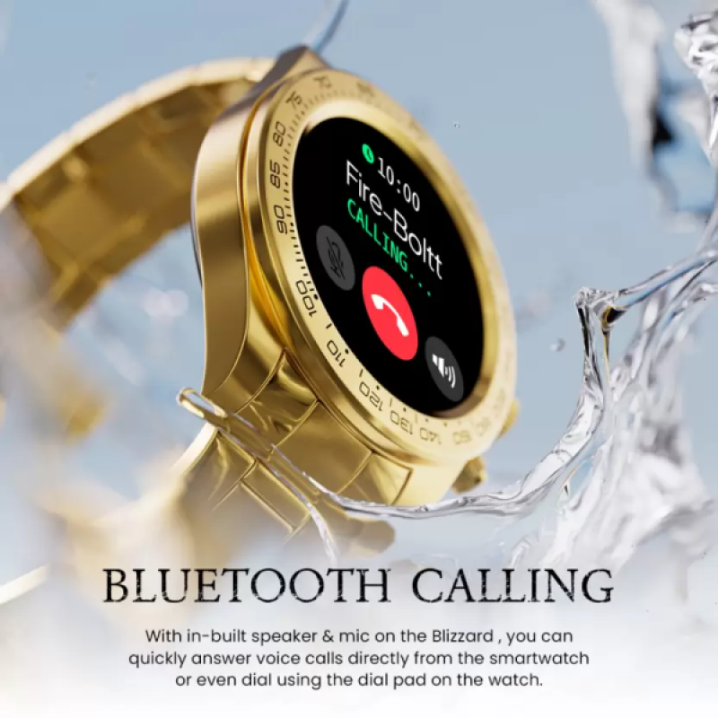 Fire-Boltt Blizzard 1.28 Luxury BT Calling Smartwatch | Gold Strap Fire-Boltt Blizzard 1.28 Luxury BT Calling Smartwatch | Gold Strap
