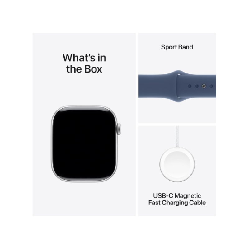 Apple Watch Series 10 | GPS | 42mm | S/M | Silver Aluminium with Denim Sport Band | Denim Strap | MWWA3HN/A Apple Watch Series 10 | GPS | 42mm | S/M | Silver Aluminium with Denim Sport Band | Denim Strap | MWWA3HN/A