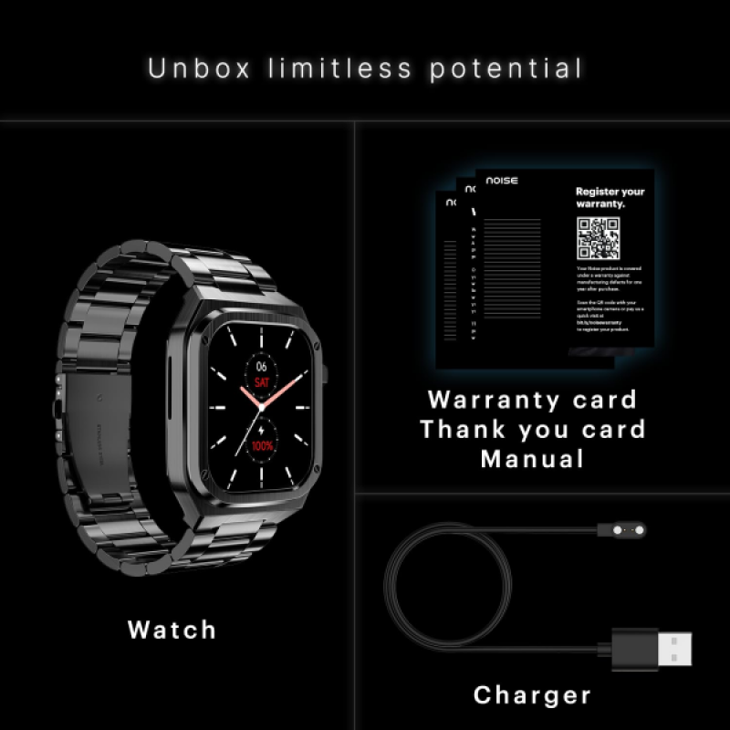 Noise ColorFit Chrome Smart Watch | Amoled | Bluetooth Calling | Elite Black Noise ColorFit Chrome Smart Watch | Amoled | Bluetooth Calling | Elite Black