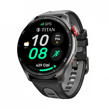 Titan Celestor AMOLED Smart Watch | 3.63 cm | with Built in GPS | Black