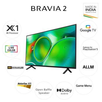 Sony BRAVIA 2 4K Ultra HD Smart LED Google TV | 139 cm (55 inch) | Dolby Audio | Chromecast Built-in | Voice Search | Black | K-55S25