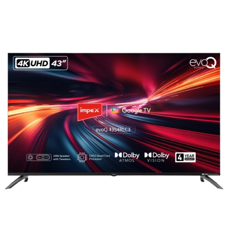 Impex evoQ UHD Smart LED TV | 109 cm (43 Inch) | Dolby Atmos | 43S4RLC3 Impex evoQ UHD Smart LED TV | 109 cm (43 Inch) | Dolby Atmos | 43S4RLC3