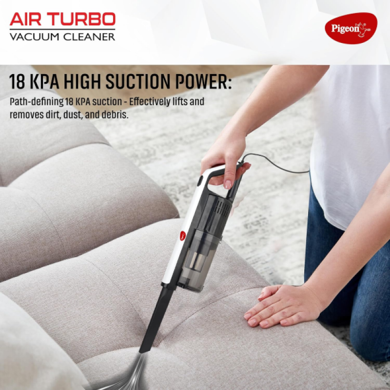 Pigeon by Stovekraft Airturbo Handheld Dry Vacuum Cleaner | 600W | HEPA+STEELMESH FFT Technology FILTER | 18 kPa Suction power | 16231 Pigeon by Stovekraft Airturbo Handheld Dry Vacuum Cleaner | 600W | HEPA+STEELMESH FFT Technology FILTER | 18 kPa Suction power | 16231