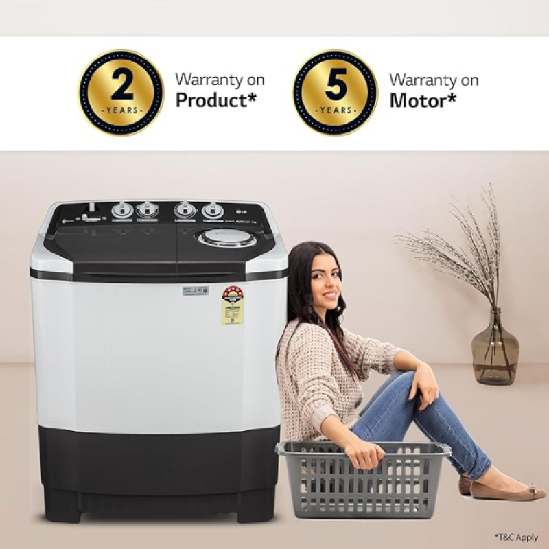 LG Semi Automatic Top Load Washing Machine | 7.5 kg | 5 Star | Dark Gray | P7510RGAZ LG Semi Automatic Top Load Washing Machine | 7.5 kg | 5 Star | Dark Gray | P7510RGAZ