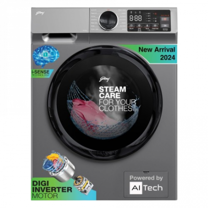 Godrej Fully Automatic Front Load Washing Machine | 8.0Kg | Silver Stream | WFEON CEL 8014 IEBT SLSR Godrej Fully Automatic Front Load Washing Machine | 8.0Kg | Silver Stream | WFEON CEL 8014 IEBT SLSR