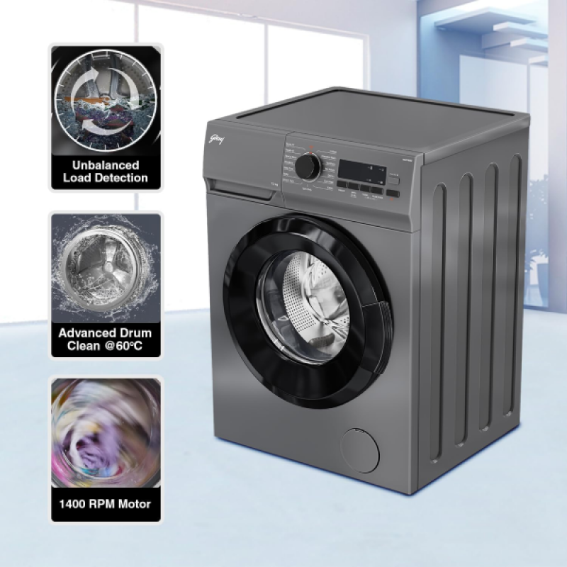 Godrej EcoWash Fully Automatic Front Load Washing Machine | 7 Kg | Silver Stream | WFEON ARG 7012 5.0 FEBT SLSR Godrej EcoWash Fully Automatic Front Load Washing Machine | 7 Kg | Silver Stream | WFEON ARG 7012 5.0 FEBT SLSR
