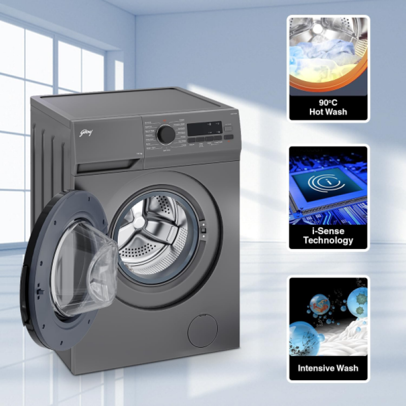 Godrej EcoWash Fully Automatic Front Load Washing Machine | 7 Kg | Silver Stream | WFEON ARG 7012 5.0 FEBT SLSR Godrej EcoWash Fully Automatic Front Load Washing Machine | 7 Kg | Silver Stream | WFEON ARG 7012 5.0 FEBT SLSR