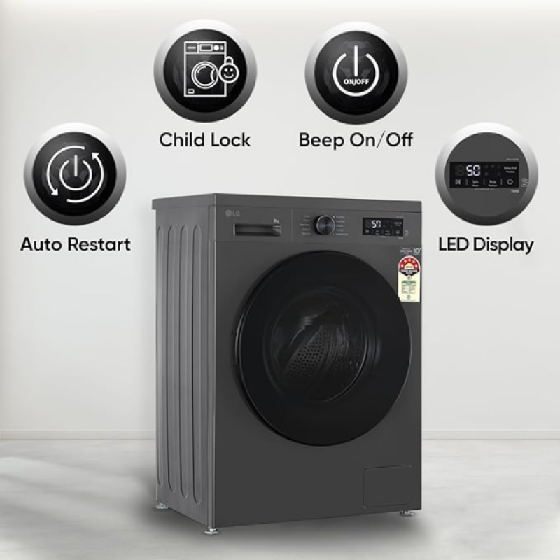 LG Fully Automatic Front Load Washing Machine | 8 kg | In-built Heater | Grey Black | FHB1208Z4M LG Fully Automatic Front Load Washing Machine | 8 kg | In-built Heater | Grey Black | FHB1208Z4M