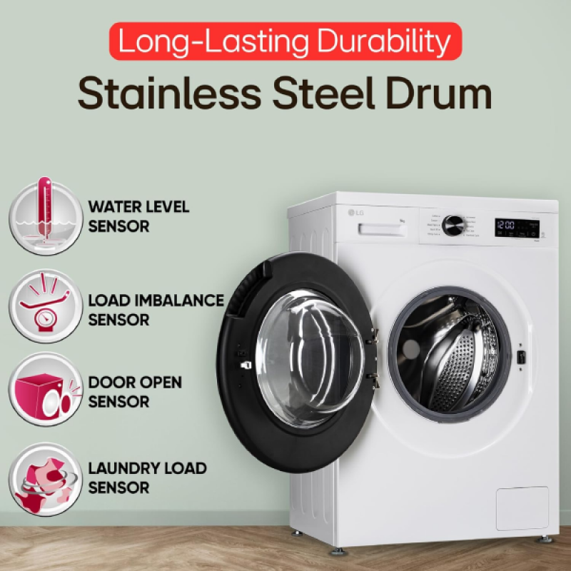 LG 9 Kg Fully Automatic Front Load Washing Machine | 5 Star | 6 Motion DD | Blue White | FHB1209Z4W LG 9 Kg Fully Automatic Front Load Washing Machine | 5 Star | 6 Motion DD | Blue White | FHB1209Z4W