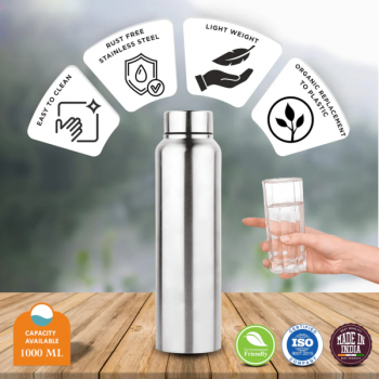 Prabha Stainless Steel Water Bottle | Classic Chromo  | 1000ML