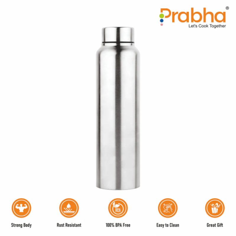 Prabha Stainless Steel Water Bottle | Classic Chromo | 1000ML Prabha Stainless Steel Water Bottle | Classic Chromo | 1000ML