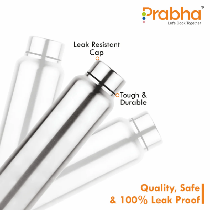 Prabha Stainless Steel Water Bottle | Classic Chromo | 1000ML Prabha Stainless Steel Water Bottle | Classic Chromo | 1000ML