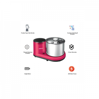 Havells Alai Wet Grinder | 150 W | 2 L | Pink & Silver
