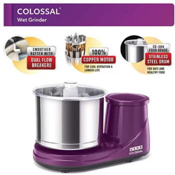 USHA Colossal 2 Stones Wet Grinder | with Coconut Scrapper & Atta Kneader | 2 L USHA Colossal 2 Stones Wet Grinder | with Coconut Scrapper & Atta Kneader | 2 L