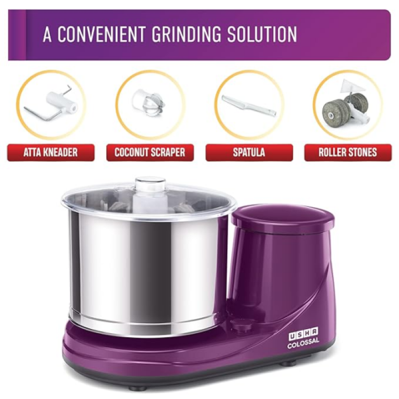 Usha Colossal Wet Grinder | 150 W | Magenta | CO0150WW2 Usha Colossal Wet Grinder | 150 W | Magenta | CO0150WW2