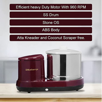 Blueberrys Tabletop Wet Grinder | 150W | 2 L | Cherry Red