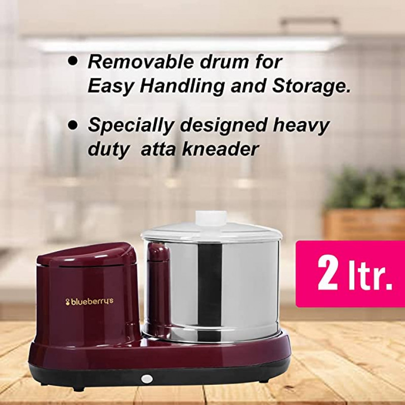 Blueberrys Tabletop Wet Grinder | 150W | 2 L | Cherry Red Blueberrys Tabletop Wet Grinder | 150W | 2 L | Cherry Red