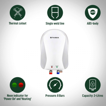 Faber Instant Water Geyser | FWG Insta | 3 L | 3000 W | White Faber Instant Water Geyser | FWG Insta | 3 L | 3000 W | White
